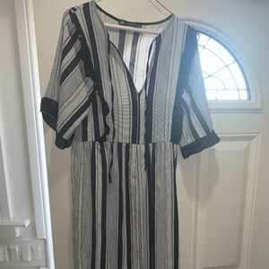 Zara Black and White stripped midi dress